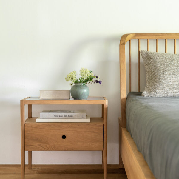 Spindle bedside table